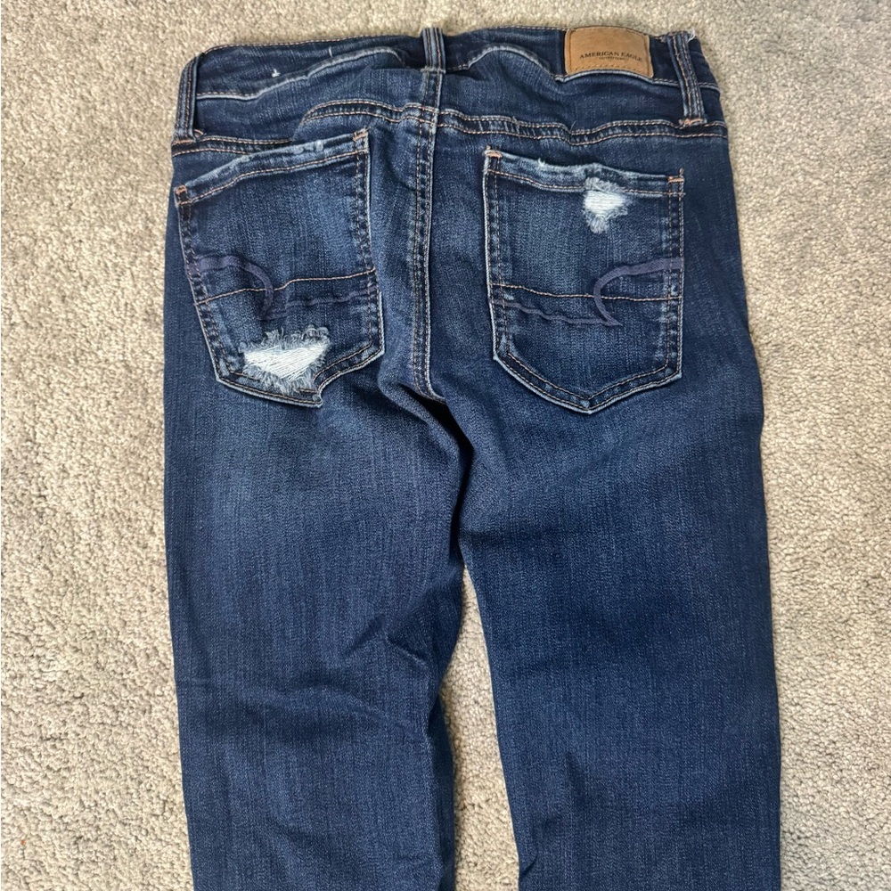 American Eagle Outfitters Women's Ripped Dark Jeans - Picture 5 of 8